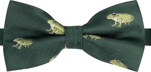 King & Priory Frog Dark Green Herringbone Embroidered Bow Tie in Saudi Arabia