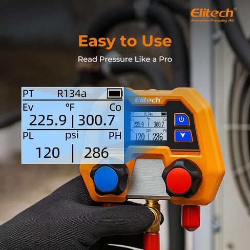 حزمة الخدمة الأساسية من Elitech: مقياس الضغط الرقمي DMG-2SE + صمام الأمان + مجموعة خرطوم الشحن in Saudi Arabia