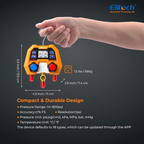 حزمة الخدمة الأساسية من Elitech: مقياس الضغط الرقمي DMG-2SE + صمام الأمان + مجموعة خرطوم الشحن in Saudi Arabia