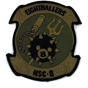 رقعة سرب HSC-8 Eightballers - درب زيتوني تكتيكي (OD) أخضر - رقعة معنويات مطرزة بخطاف وحلقة مقاس 4.25 بوصة - سرب طائرات الهليكوبتر البحرية القتالية البحرية 8 شارة بدلة الطيران in Saudi Arabia