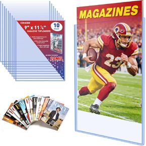 أدوات تحميل علوية للمجلات مقاس 9 × 11-1/4 - واقيات مجلات ومجلات صلبة شديدة التحمل سعة 20 مل، سعة سماكة 5 مم، وأكمام شفافة من البولي فينيل كلوريد لعرض المجلات والوثائق والمقتنيات الأرشيفية (10 عبوات) in Kuwait