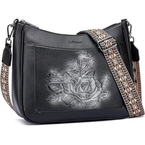 حقائب كروس للنساء من MEITRUE، محفظة هوبو متوسطة الحجم من الجلد النباتي المنقوش باللون الوردي مع حزام حقيبة كتف للسفر in Kuwait