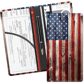 حامل بطاقات تسجيل وتأمين جلدي للسيارة، صندوق قفازات السيارة اللطيف، منظم السيارة للمستندات والبطاقات والرخصة الفاخرة باللون البني المنقوش in Kuwait