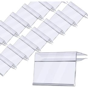 100 PCS Shelf Label Holder Clear Plastic Clip on Labels Shelf Tags for Wire Shelving 0.2'' to 0.4'' Wood Glass Shelves Sign Price Tags 1.57 x 3.15 Inches in Kuwait