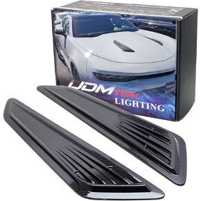 غطاء محرك السيارة iJDMTOY بلمسة نهائية سوداء لامعة وزخارف تزيين على طراز فتحة التهوية متوافقة مع شيفروليه 2016-2023 كامارو in Kuwait