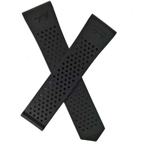 Black FKM Rubber watch strap with quick release mechanism to fit TAG Heuer Connected E4 42 mm smart watches. in Kuwait