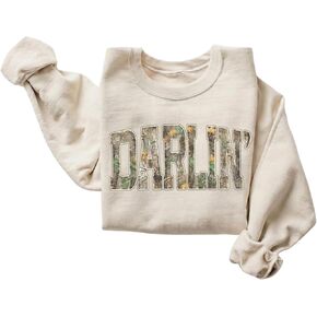 FITIN Unisex Darlin’ Camo Sweatshirt for Women – Western Country Graphic Crewneck Camouflage Southern Pullover in Kuwait
