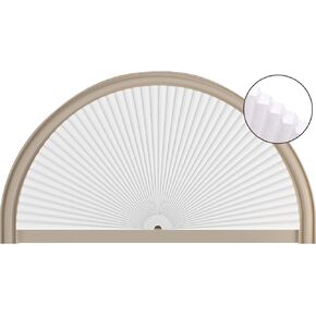 ظلال نافذة نصف دائرة، ستائر ترشيح الضوء الخلوية، ظلال نافذة نصف دائرة، بدون أسلاك لظل نافذة نصف القمر، بدون حفر، ستائر ترشيح الضوء على شكل قرص العسل، سهلة القطع والتركيب (أبيض 24 بوصة × 48 بوصة) in Kuwait