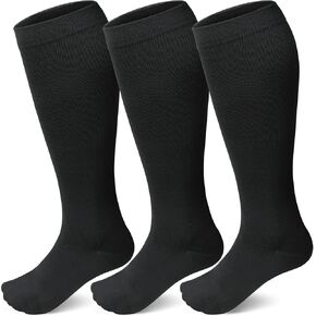 Wide Calf Plus Size Compression Socks for Women Men Knee High Socks for Nurses Flying Pregnant Sports, 15-20 mmHg, 3 Pairs in Saudi Arabia