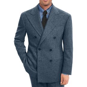 الرجعية متعرجة تويد الرجال البدلة الرسمية سليم صالح مزدوجة الصدر 2 قطعة البدلة سترة السراويل رجالي حفلة موسيقية الزفاف سهرة مجموعة in Kuwait