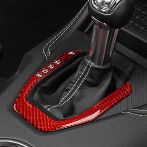 BETTERHUMZ متوافق مع Ford Mustang 2024 2025 من ألياف الكربون لوحدة التحكم المركزية والعتاد ناقل الحركة إطار لوحة عرض الملحقات الداخلية للسيارة (أسود) in Kuwait
