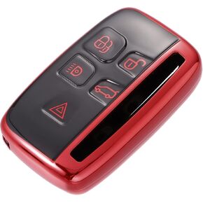 X AUTOHAUX Car Key Fob Cover 5 Button Remote Key Fob Case Red for Range Rover Evoque Velar Discovery LR4 for Land Rover Sport for Jaguar XF XJ XE F-PACE F-Type in Kuwait