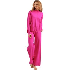 ملابس مكونة من قطعتين للسيدات، طقم ملابس صالة كبيرة الحجم، بلوفر منسوج، سويت شيرت، بنطلون رياضي، بدلة رياضية in Kuwait