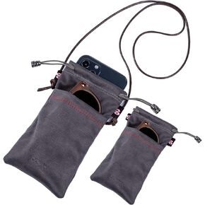 عبوتان من الحقيبة المزدوجة المصنوعة من الألياف الدقيقة من جلد الغزال، وحقيبة النظارات/النظارات الشمسية الناعمة مع حزام قابل للتعديل قابل للإزالة in Kuwait