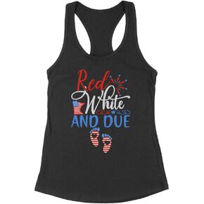 Baby Red White and Due Pregnancy Tank Top Racerback Women's in Saudi Arabia