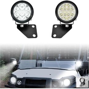 مصابيح LED على شكل عمود من SAUTVS لملحقات Kawasaki Mule Pro FXT DXT DX FX 2015-2023، مصابيح مساعدة مع دعامة تثبيت وحزام الأسلاك، التوصيل والتشغيل (قطعتان) in Kuwait