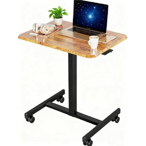 مكتب متنقل قائم بارتفاع قابل للتعديل، مكتب كمبيوتر محمول قابل للدوران مع عجلات قابلة للقفل، طاولة كمبيوتر محمولة صغيرة الحجم للمنزل والمكتب، أبيض in Kuwait