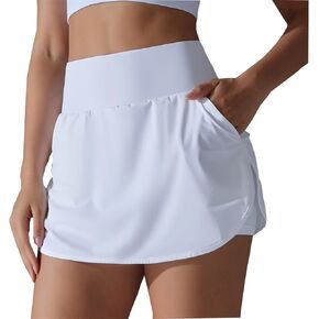 Generic Tennis Skirts for Women with Shorts High Waisted Athletic Skort Tummy Control Golf Skirt Running Shorts with Pockets in Kuwait
