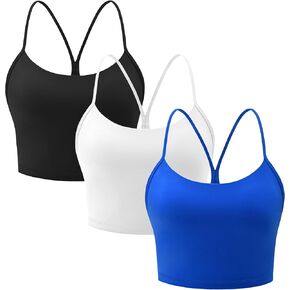MIRITY 3-Pack Y Back Longline Sports Bras for Women - Spaghetti Support Padded Yoga Workout Crop Tank Top in Saudi Arabia