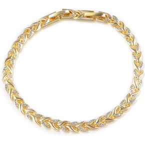 سوار مطلي بالذهب عيار 14 قيراط للنساء والرجال سلسلة قمح قابلة للتكديس | مجوهرات الذهب | سوار رفيع ثمين| مناسب لـ 6.5-7.5 بوصة in Kuwait