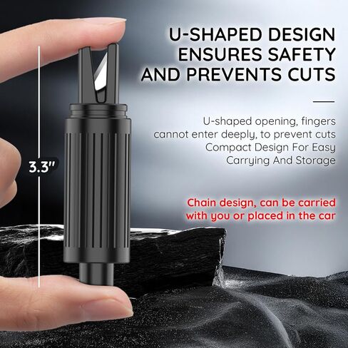 أداة الهروب من السيارة بسلسلة مفاتيح في حالات الطوارئ - قاطع حزام الأمان 2 في 1 لسلامة السيارة، أداة محمولة لكسر نافذة السيارة مع تصميم سلسلة مفاتيح مدمجة in Kuwait