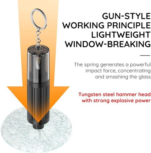 أداة الهروب من السيارة بسلسلة مفاتيح في حالات الطوارئ - قاطع حزام الأمان 2 في 1 لسلامة السيارة، أداة محمولة لكسر نافذة السيارة مع تصميم سلسلة مفاتيح مدمجة in Kuwait