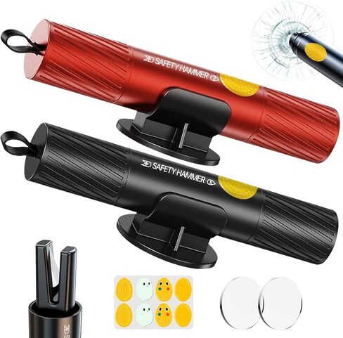 Safehammer - 2025 مطرقة آمنة لكسر الزجاج تحت الماء، مطرقة السيارة، قاطع حزام الأمان، أداة الهروب في حالات الطوارئ، مطرقة زجاجية آمنة للسيارات الجديدة (3 قطع) in Kuwait