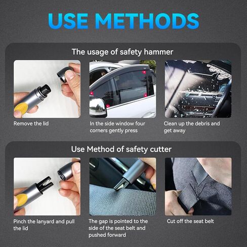 Safehammer - 2025 مطرقة آمنة لكسر الزجاج تحت الماء، مطرقة السيارة، قاطع حزام الأمان، أداة الهروب في حالات الطوارئ، مطرقة زجاجية آمنة للسيارات الجديدة (3 قطع) in Kuwait
