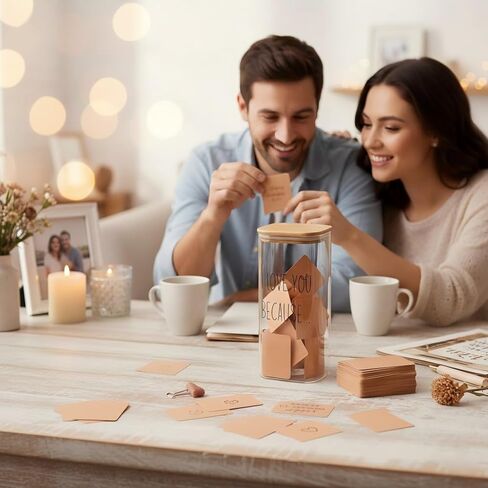 أنا أحب لأن جرة - هدية مذكرة مربعة كبيرة مع 100 بطاقة - تذكار رومانسي مخصص لصديقك، صديقة، زوج، زوجة، زوجين لمسافات طويلة، - هدية عيد ميلاد الذكرى السنوية (مربع) in Kuwait