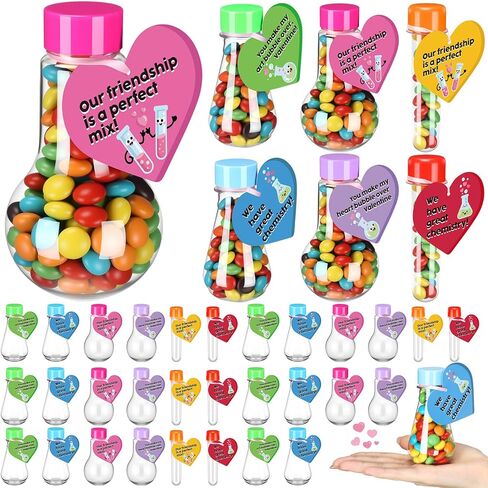 Teecyhoo 24 قطعة حامل حلوى عيد الحب هدية الجذعية أنابيب الكيمياء اختبار الحلوى جرة ديكور عيد الحب هدية تبادل لصالح الطرف تحت عنوان العلوم in Kuwait