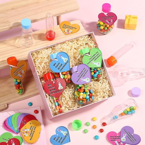 Teecyhoo 24 قطعة حامل حلوى عيد الحب هدية الجذعية أنابيب الكيمياء اختبار الحلوى جرة ديكور عيد الحب هدية تبادل لصالح الطرف تحت عنوان العلوم in Kuwait