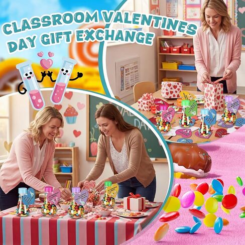 Teecyhoo 24 قطعة حامل حلوى عيد الحب هدية الجذعية أنابيب الكيمياء اختبار الحلوى جرة ديكور عيد الحب هدية تبادل لصالح الطرف تحت عنوان العلوم in Kuwait