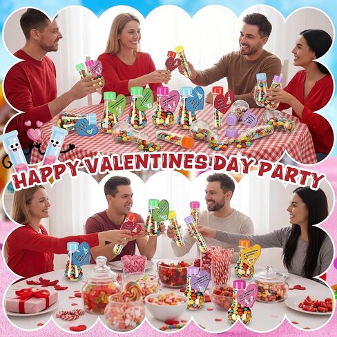 Teecyhoo 24 قطعة حامل حلوى عيد الحب هدية الجذعية أنابيب الكيمياء اختبار الحلوى جرة ديكور عيد الحب هدية تبادل لصالح الطرف تحت عنوان العلوم in Kuwait