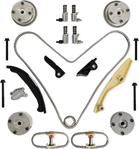 90738S مجموعة أدوات سلسلة التوقيت ث/VVT Cam Phaser & 4 قطعة VVT الملف اللولبي مناسب لفورد F150 فليكس توروس فيوجن إكسبلورر إيدج إكسبيديشن موستانج لينكولن MKX مارك LT نوتيلوس نافيجيتور 3.5L 3.7L 2011-2019 in Saudi Arabia
