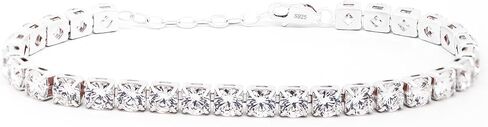 925 Sterling Silver Tennis Bracelet for Women, Multi-Color Cubic Zirconia Bracelet (Green/Black/White/Blue/Red), Sparkling Tennis Chain Fine Jewelry Gift for Anniversary Birthday Valentine's Day by Belantina in Kuwait