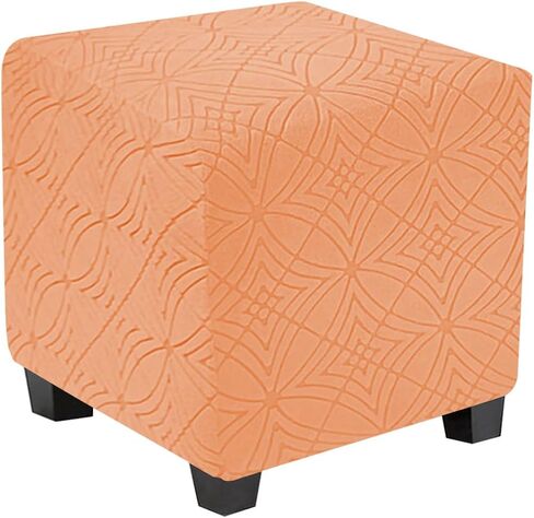 غطاء عثماني ناعم قابل للتمدد مربع أغطية مسند قدم مربعة مع قاع مرن (برتقالي، كبير) in Kuwait