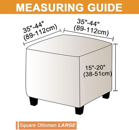 غطاء عثماني ناعم قابل للتمدد مربع أغطية مسند قدم مربعة مع قاع مرن (برتقالي، كبير) in Kuwait