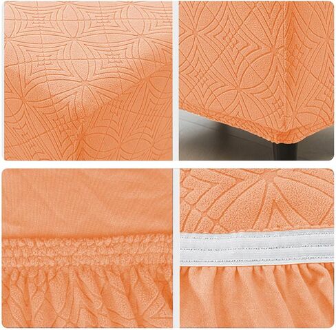 غطاء عثماني ناعم قابل للتمدد مربع أغطية مسند قدم مربعة مع قاع مرن (برتقالي، كبير) in Kuwait