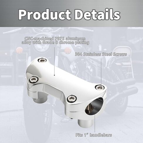 مجموعة أدوات رفع المقود/مشبك علوي من الكروم مقاس 1 بوصة من أجل Harley Touring Softail Dyna Sportster، (طول 2 بوصة؛ لمقود 1 بوصة) in Kuwait