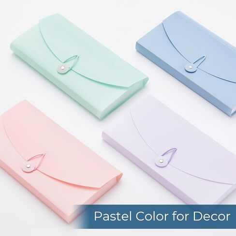 Y YOMA 4 عبوات منظم قسيمة مع 13 جيبًا | حامل إيصالات الأكورديون البلاستيكي المناسب للسفر مقاس 10 × 5.5 بوصة، مجلد موسع لبطاقات الأعمال الصغيرة وبطاقات العمل الضريبية، تصميم باستيل in Kuwait