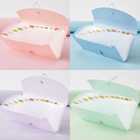 Y YOMA 4 عبوات منظم قسيمة مع 13 جيبًا | حامل إيصالات الأكورديون البلاستيكي المناسب للسفر مقاس 10 × 5.5 بوصة، مجلد موسع لبطاقات الأعمال الصغيرة وبطاقات العمل الضريبية، تصميم باستيل in Kuwait