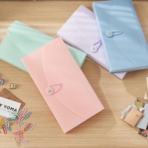 Y YOMA 4 عبوات منظم قسيمة مع 13 جيبًا | حامل إيصالات الأكورديون البلاستيكي المناسب للسفر مقاس 10 × 5.5 بوصة، مجلد موسع لبطاقات الأعمال الصغيرة وبطاقات العمل الضريبية، تصميم باستيل in Kuwait