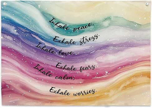 20" x 30" Inhale Exhale Canvas Banner - Inspirational Mental Health Hanging Banner Flag Decor - Meditation Home Office Wall Art Print For Kids & Adults - A05 in Saudi Arabia