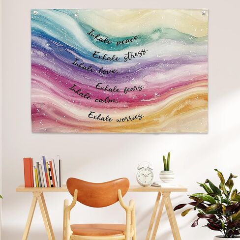 20" x 30" Inhale Exhale Canvas Banner - Inspirational Mental Health Hanging Banner Flag Decor - Meditation Home Office Wall Art Print For Kids & Adults - A05 in Saudi Arabia
