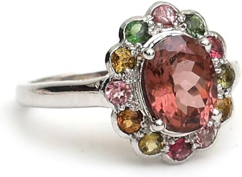 Beautiful Multi Tourmaline Art Deco Engagement & Wedding Ring 925 Sterling Silver Birthstone Solitaire Ring - Anniversary Ring - gift for her in Saudi Arabia