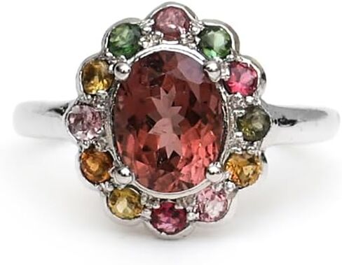 Beautiful Multi Tourmaline Art Deco Engagement & Wedding Ring 925 Sterling Silver Birthstone Solitaire Ring - Anniversary Ring - gift for her in Saudi Arabia