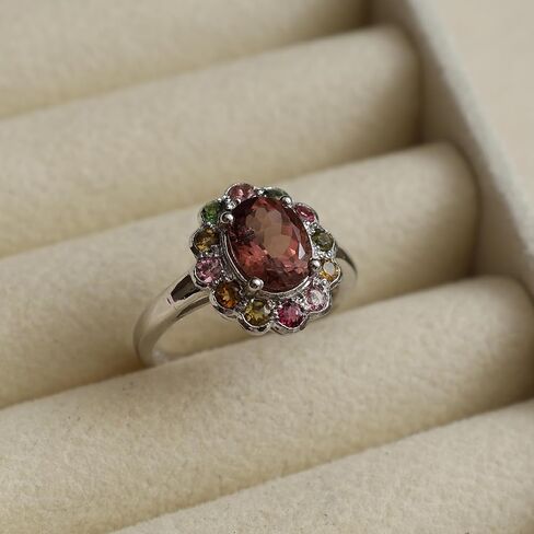 Beautiful Multi Tourmaline Art Deco Engagement & Wedding Ring 925 Sterling Silver Birthstone Solitaire Ring - Anniversary Ring - gift for her in Saudi Arabia