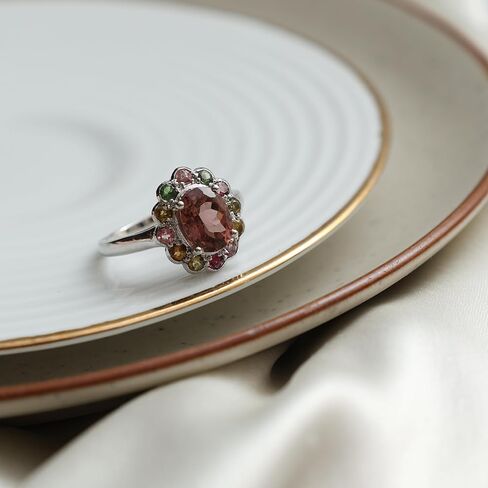 Beautiful Multi Tourmaline Art Deco Engagement & Wedding Ring 925 Sterling Silver Birthstone Solitaire Ring - Anniversary Ring - gift for her in Saudi Arabia