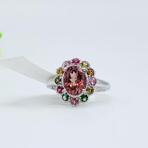 Beautiful Multi Tourmaline Art Deco Engagement & Wedding Ring 925 Sterling Silver Birthstone Solitaire Ring - Anniversary Ring - gift for her in Saudi Arabia