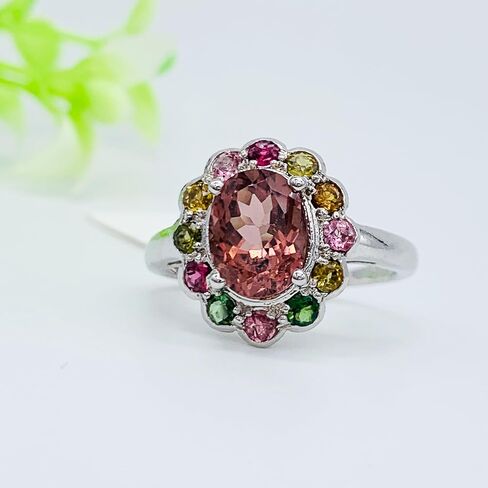 Beautiful Multi Tourmaline Art Deco Engagement & Wedding Ring 925 Sterling Silver Birthstone Solitaire Ring - Anniversary Ring - gift for her in Saudi Arabia